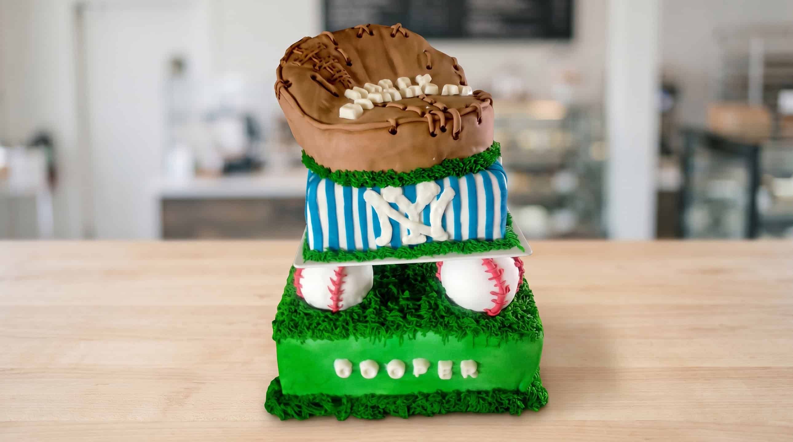 A baseball themed cake