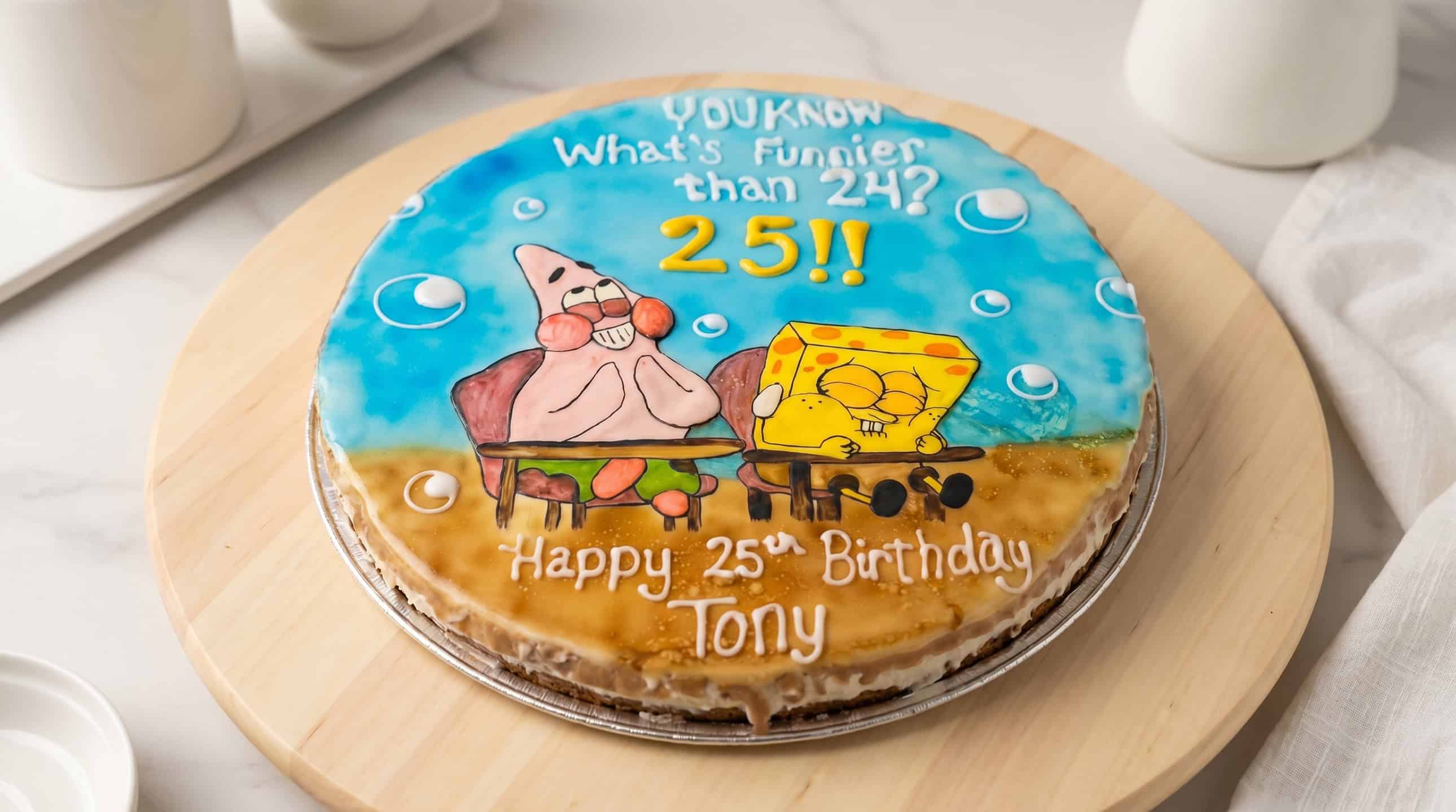 A vibrantly decorated custom birthday cake