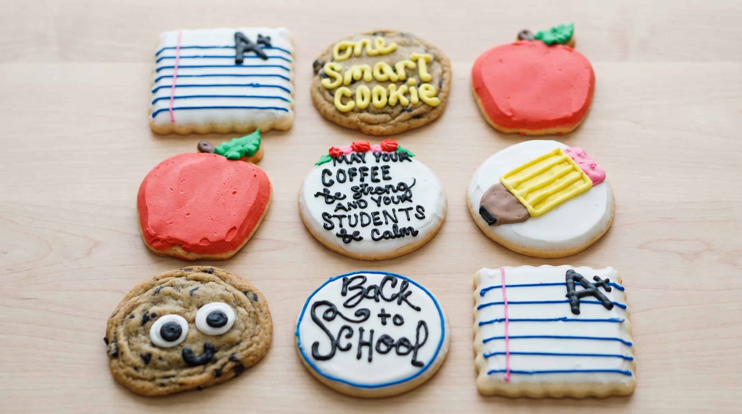 Back to school themed cookies