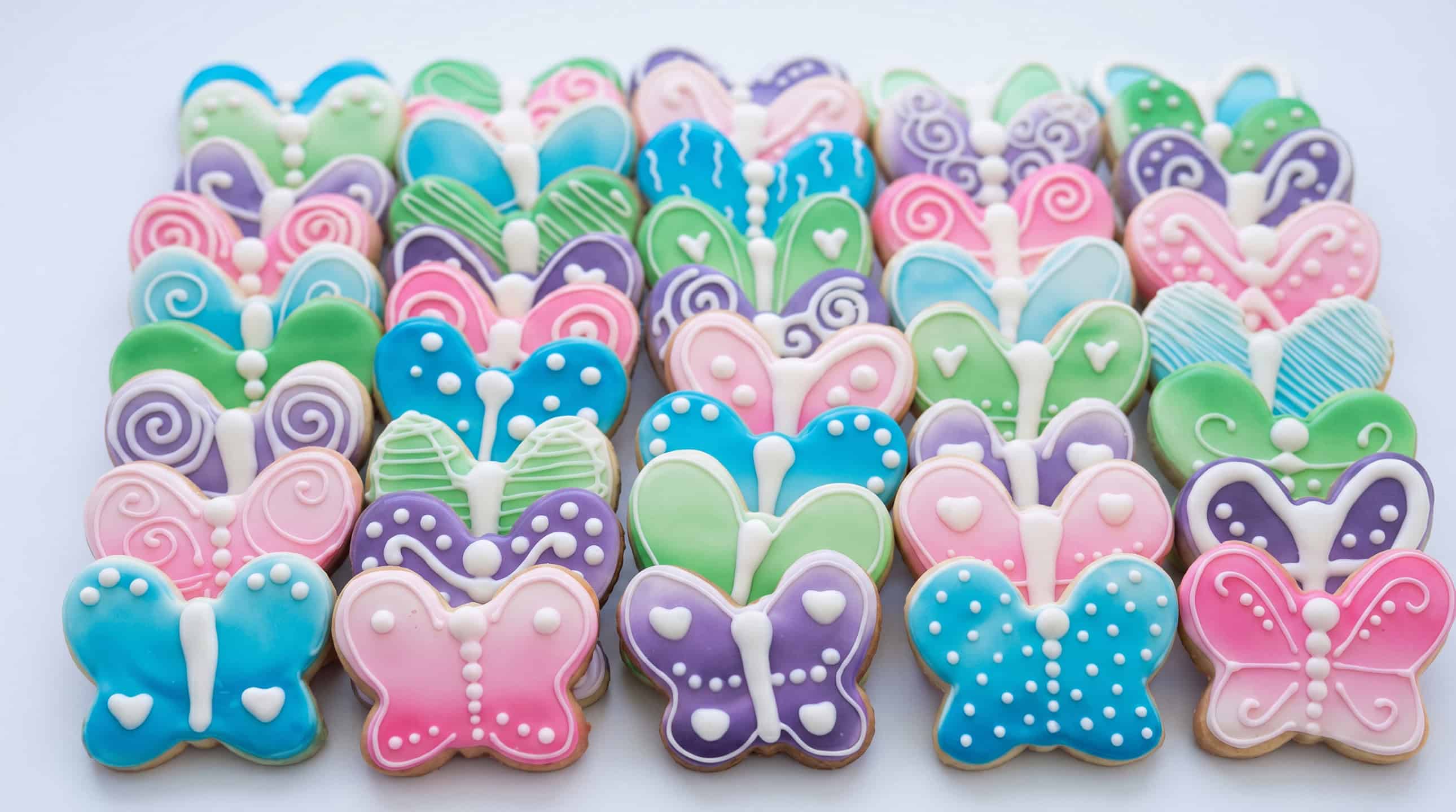 Butterfly shaped decorated cookies