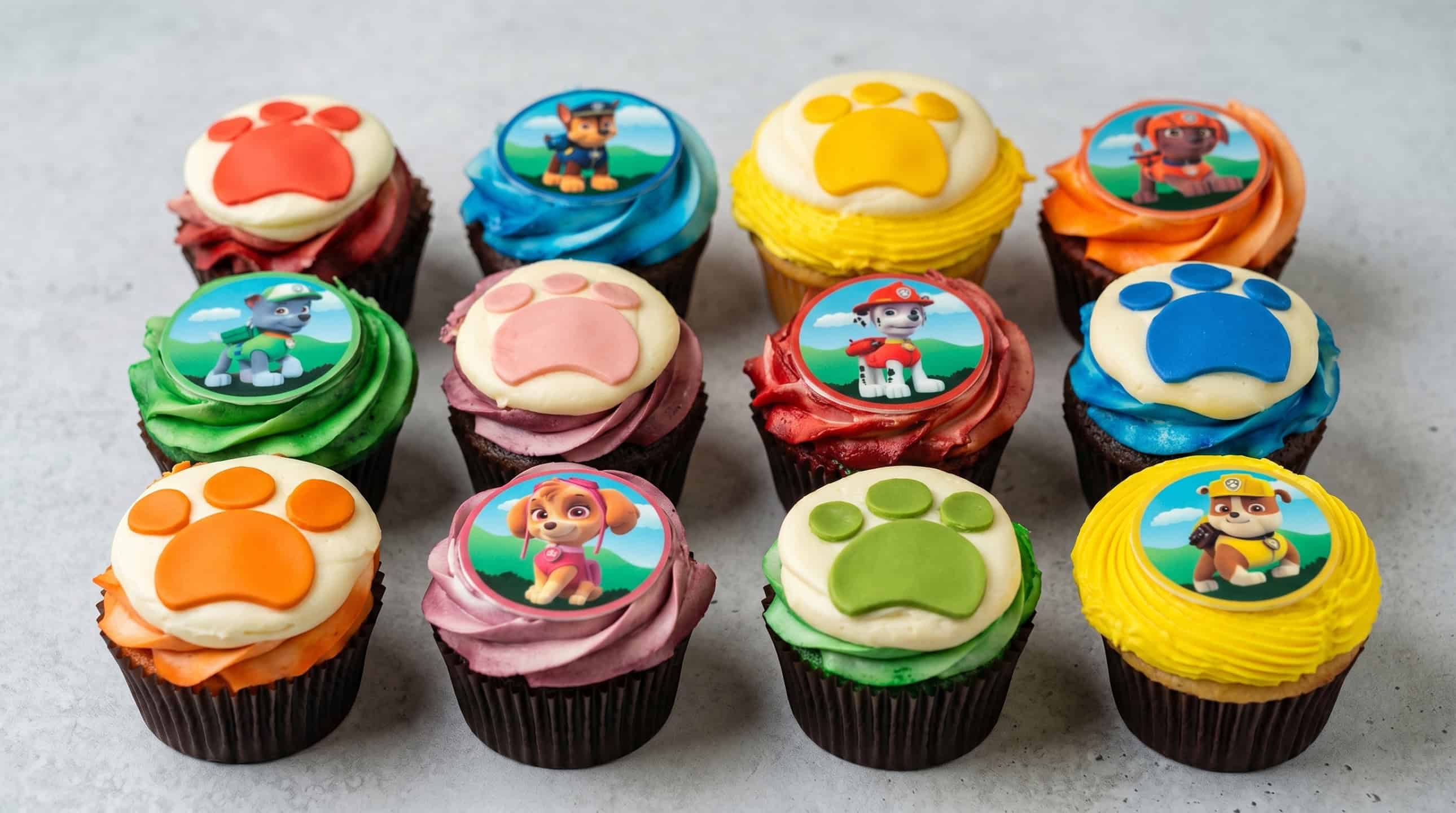 Paw Patrol themed character cupcakes