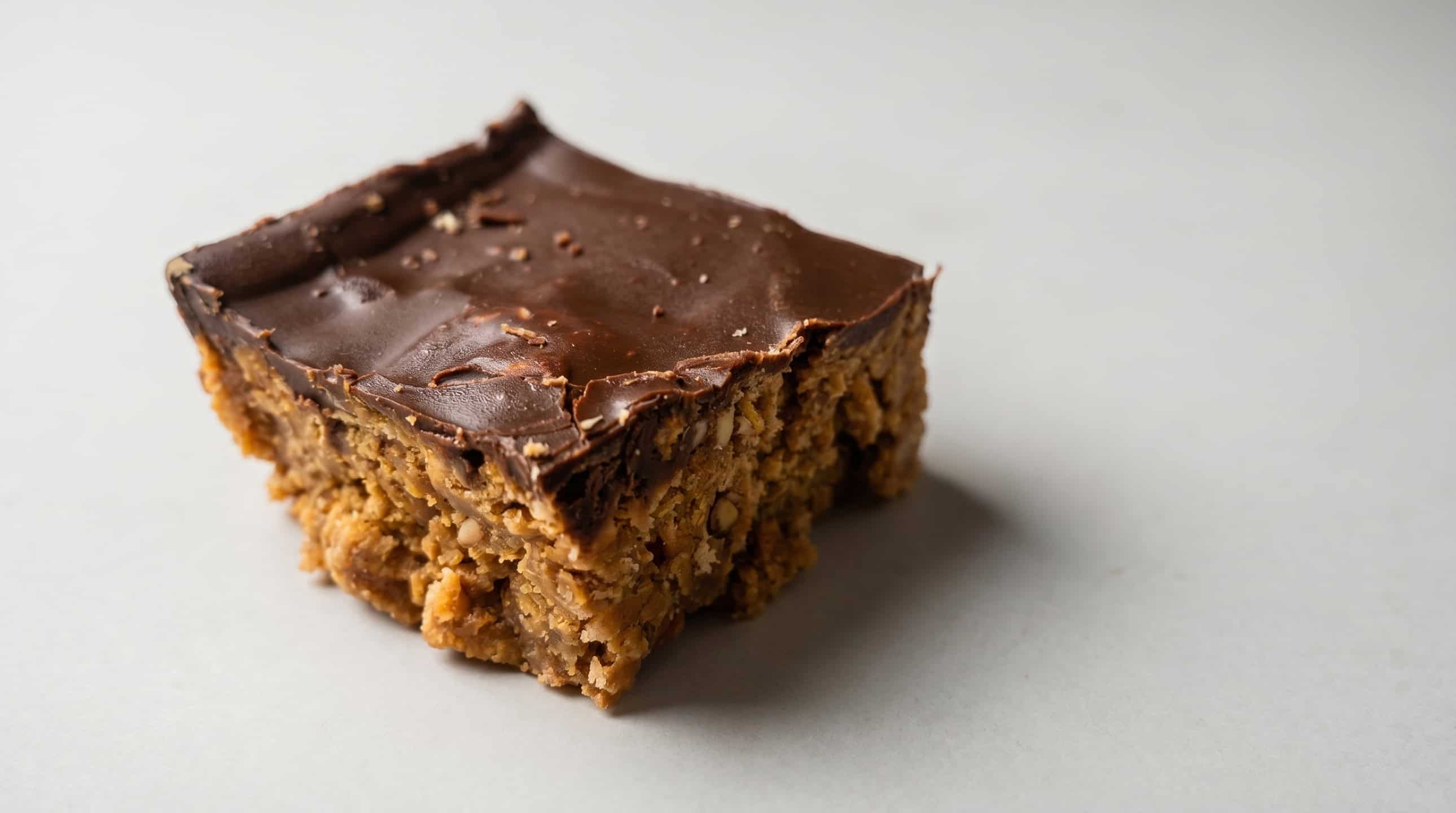 Special K bar topped with a smooth chocolate-peanut butter glaze
